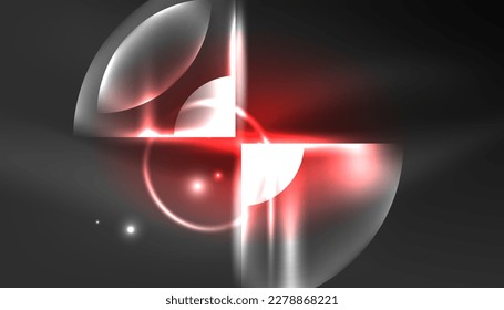 Abstract background techno neon glowing circle shapes and round elemetns with light flare effects. Hi-tech design for wallpaper, banner, background, landing page, wall art, invitation, prints, posters