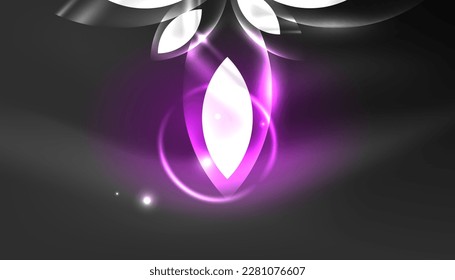 Abstract background techno neon glowing circle shapes and round elemetns with light flare effects. Hi-tech design for wallpaper, banner, background, landing page, wall art, invitation, prints, posters