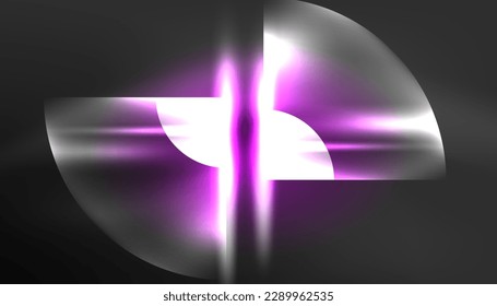 Abstract background techno neon glowing circle shapes and round elemetns with light flare effects. Hi-tech design for wallpaper, banner, background, landing page, wall art, invitation, prints, posters