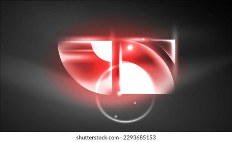 Abstract background techno neon glowing circle shapes and round elemetns with light flare effects. Hi-tech design for wallpaper, banner, background, landing page, wall art, invitation, prints, posters