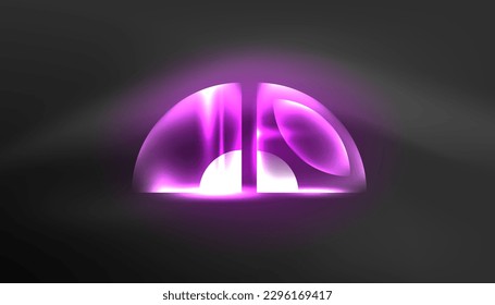 Abstract background techno neon glowing circle shapes and round elemetns with light flare effects. Hi-tech design for wallpaper, banner, background, landing page, wall art, invitation, prints, posters