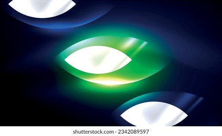 Abstract background techno neon glowing circle shapes and round elemetns with light flare effects. Hi-tech design for wallpaper, banner, background, landing page, wall art, invitation, prints, posters