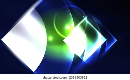 Abstract background techno neon glowing circle shapes and round elemetns with light flare effects. Hi-tech design for wallpaper, banner, background, landing page, wall art, invitation, prints, posters