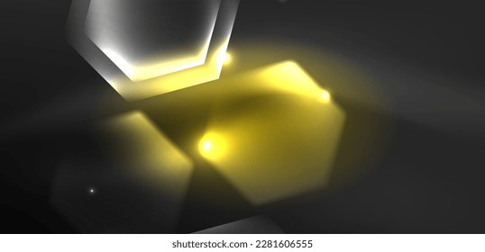 Abstract background techno neon hexagons. Hi-tech vector illustration for wallpaper, banner, background, landing page, wall art, invitation, prints, posters