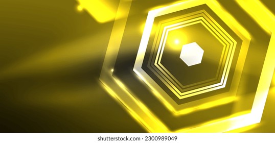 Abstract background techno neon hexagons. Hi-tech vector illustration for wallpaper, banner, background, landing page, wall art, invitation, prints, posters