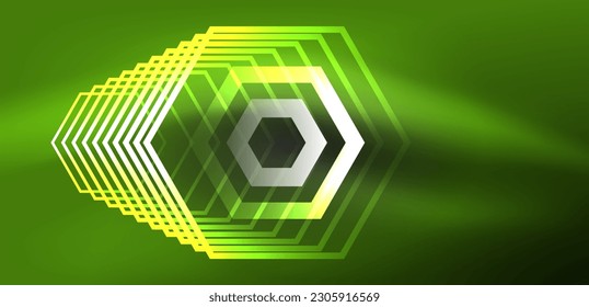 Abstract background techno neon hexagons. Hi-tech vector illustration for wallpaper, banner, background, landing page, wall art, invitation, prints, posters