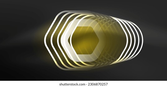 Abstract background techno neon hexagons. Hi-tech vector illustration for wallpaper, banner, background, landing page, wall art, invitation, prints, posters