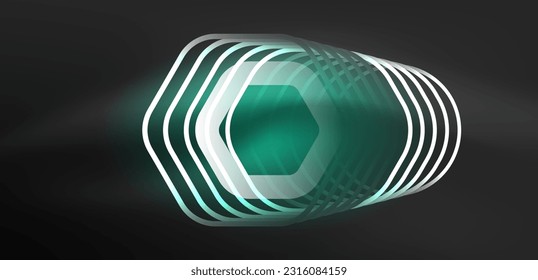Abstract background techno neon hexagons. Hi-tech vector illustration for wallpaper, banner, background, landing page, wall art, invitation, prints, posters