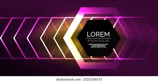 Resumen de los hexágonos de neón tecno de fondo. Ilustración vectorial de alta tecnología para papel pintado, banner, fondo, página de aterrizaje, arte mural, invitación, impresiones, carteles