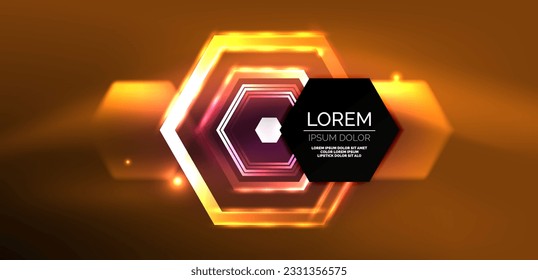 Abstract background techno neon hexagons. Hi-tech vector illustration for wallpaper, banner, background, landing page, wall art, invitation, prints, posters