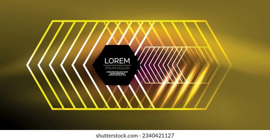 Abstract background techno neon hexagons. Hi-tech vector illustration for wallpaper, banner, background, landing page, wall art, invitation, prints, posters