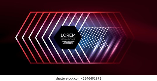 Abstract background techno neon hexagons. Hi-tech vector illustration for wallpaper, banner, background, landing page, wall art, invitation, prints, posters
