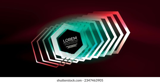 Abstract background techno neon hexagons. Hi-tech vector illustration for wallpaper, banner, background, landing page, wall art, invitation, prints, posters