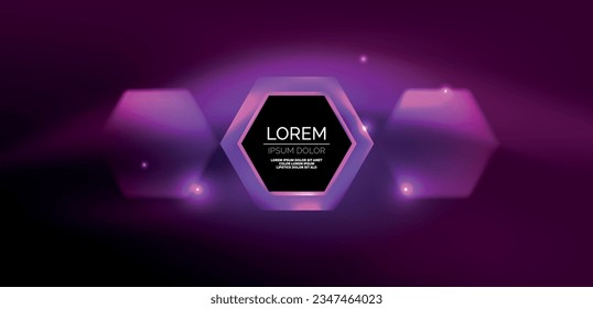 Abstract background techno neon hexagons. Hi-tech vector illustration for wallpaper, banner, background, landing page, wall art, invitation, prints, posters