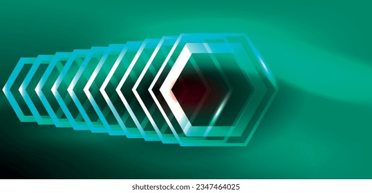 Abstract background techno neon hexagons. Hi-tech vector illustration for wallpaper, banner, background, landing page, wall art, invitation, prints, posters