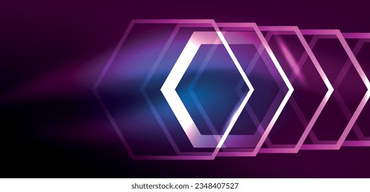 Resumen de los hexágonos de neón tecno de fondo. Ilustración vectorial de alta tecnología para papel pintado, banner, fondo, página de aterrizaje, arte mural, invitación, impresiones, carteles