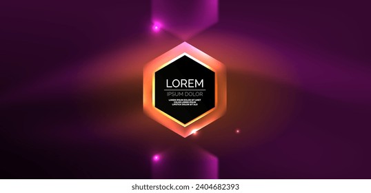 Abstract background techno neon hexagons. Hi-tech vector illustration for wallpaper, banner, background, landing page, wall art, invitation, prints, posters