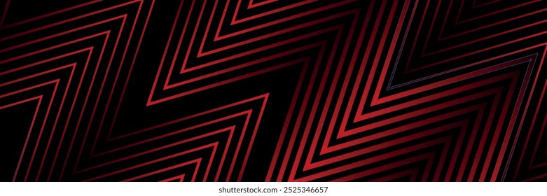 Abstract background techno red lines 3D overlapping on dark space layer with arrow shape effect. Modern graphic design element line style concept.