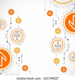 Abstract background with technological elements. Arrow theme