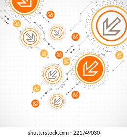 Abstract background with technological elements. Arrow theme