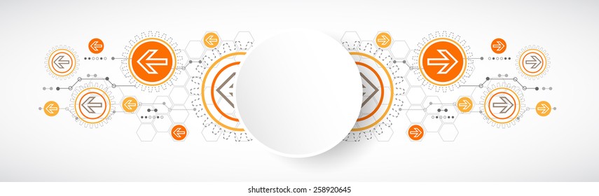 Abstract background with technological elements. Arrow theme