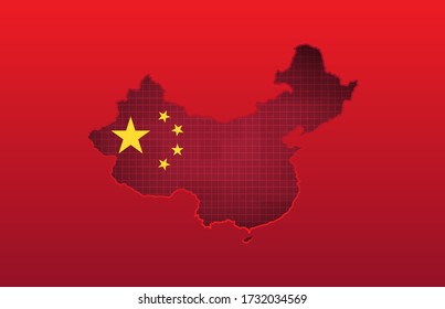 abstract background technology of china flag and red china map