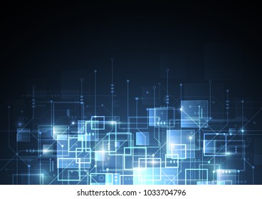 Abstract background with technology circuit board texture. Electronic motherboard illustration. Communication and engineering concept. Vector illustration