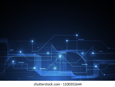 Abstract background with technology circuit board texture. Electronic motherboard illustration. Communication and engineering concept. Vector illustration