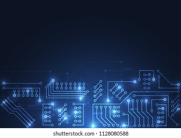 Abstract background with technology circuit board texture. Electronic motherboard illustration. Communication and engineering concept. Vector illustration
