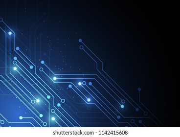 Abstract background with technology circuit board texture. Electronic motherboard illustration. Communication and engineering concept. Vector illustration