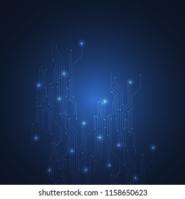 Abstract background with technology circuit board texture. Electronic motherboard illustration. Communication and engineering concept. Vector illustration