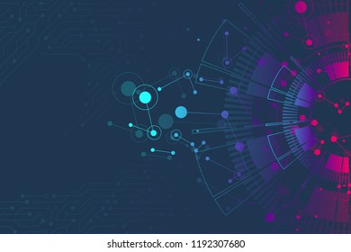 Abstract background with technology circuit board texture. Futuristic digital circle. Communication and engineering concept. Innovation technology concept design. Vector illustration.