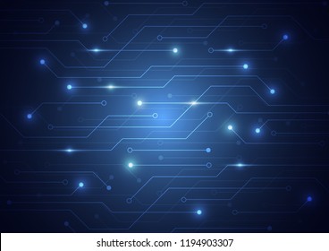 Abstract background with technology circuit board texture. Electronic motherboard illustration. Communication and engineering concept. Vector illustration