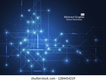 Abstract background with technology circuit board texture. Electronic motherboard illustration. Communication and engineering concept. Vector illustration