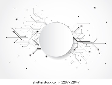 Abstract background with technology circuit board texture. Electronic motherboard illustration. Communication and engineering concept. Vector illustration