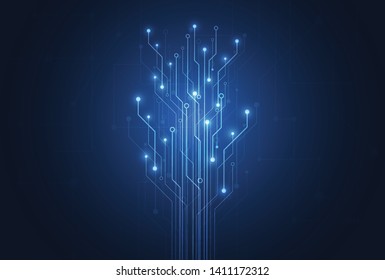 Abstract background with technology circuit board texture. Electronic motherboard illustration. Communication and engineering concept. Vector illustration