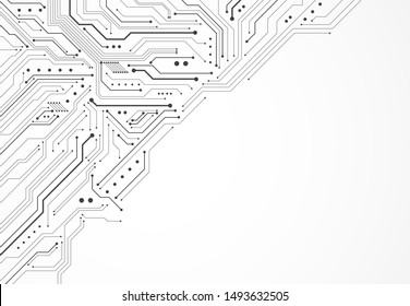 Abstract background with technology circuit board texture. Electronic motherboard illustration. Communication and engineering concept. Vector illustration