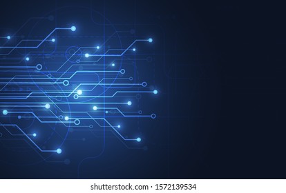 Abstract background with technology circuit board texture. Electronic motherboard illustration. Communication and engineering concept. Vector illustration