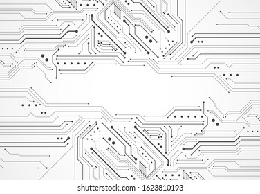 Abstract background with technology circuit board texture. Electronic motherboard illustration. Communication and engineering concept. Vector illustration