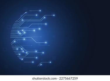 Abstract background with technology circuit board texture. Electronic motherboard illustration. Communication and engineering concept. Vector illustration
