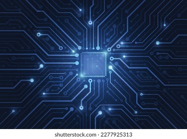 Abstract background with technology circuit board texture. Electronic motherboard illustration. Communication and engineering concept. Vector illustration