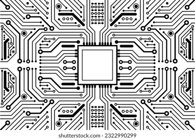 Abstract background with technology circuit board texture. Electronic motherboard illustration. Communication and engineering concept. Vector illustration