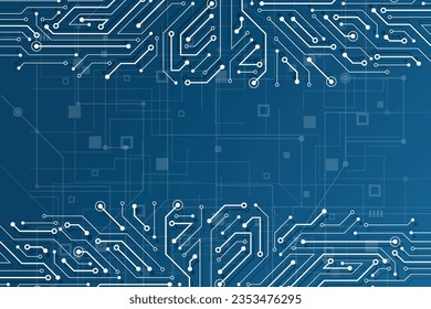 Abstract background with technology circuit board texture. Electronic motherboard illustration. Communication and engineering concept. Vector illustration