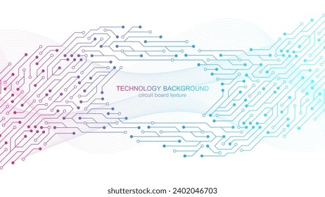Abstract background with technology circuit board texture. Modern electronic motherboard texture. Engineering and communication concept for header, we