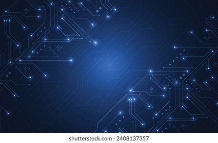 Abstract background with technology circuit board texture. Electronic motherboard illustration. Communication and engineering concept. Vector illustration