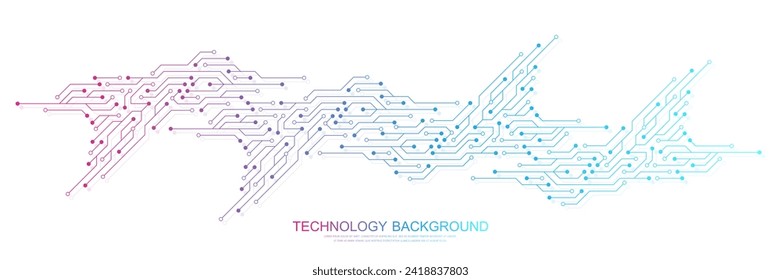 Abstract background with technology circuit board texture. Modern electronic motherboard texture. Engineering and communication concept for header, web banner, website, presentation.