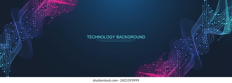 Resumen del fondo con la textura de la placa de circuito de la tecnología. Textura moderna de la motherboard electrónica. Concepto de ingeniería y comunicación para cabecera, banner web, sitio web, presentación.