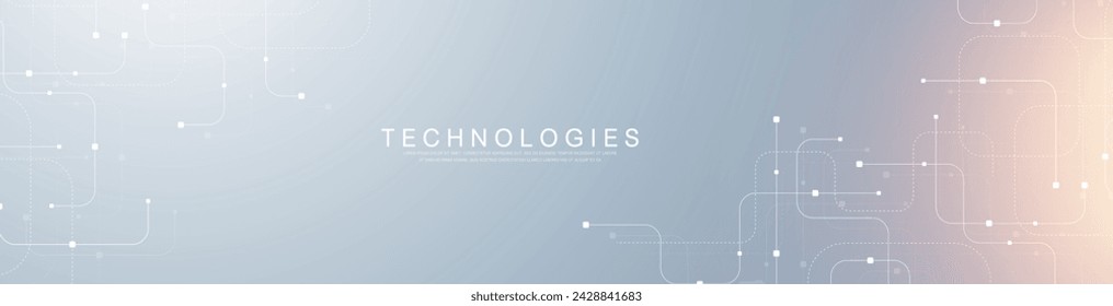 Abstract background with technology circuit board texture. Modern electronic motherboard texture. Engineering and communication concept for header, web banner, website, presentation.