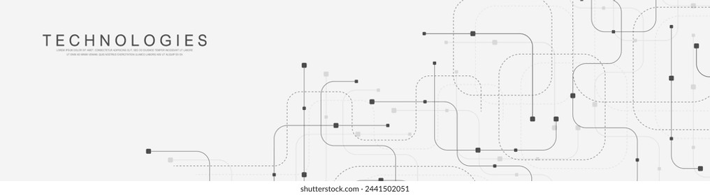 Abstract background with technology circuit board texture. Modern electronic motherboard texture. Engineering and communication concept for header, web banner, website, presentation.