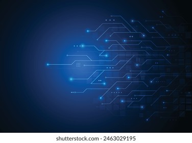 Abstract background with technology circuit board texture. Artificial intelligence electronic board. Communication and engineering concept. Vector illustration